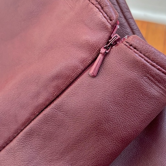 For Joseph 100% Leather burgundy/wine Midi Skirt - Picture 7 of 8